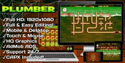 Plumber - HTML5 Game 30 Levels + Mobile Version! (Construct 3 Construct 2 Capx)