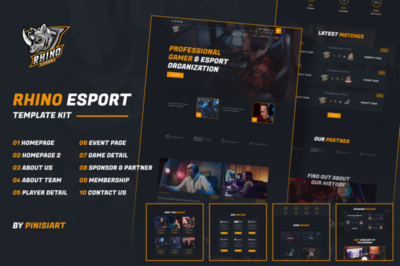 Rhino e-Sports Elementor Template Kit