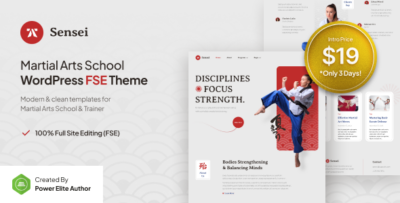 Sensei - Martial Arts Club & Trainer FSE WordPress Theme