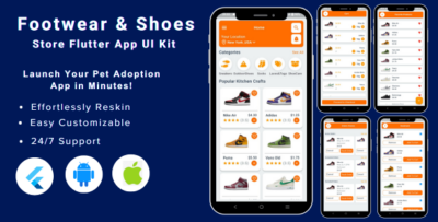 Shoes Store App -Footwear eCommerce Store Flutter Mobile App Ui Kit Template Android & iOS