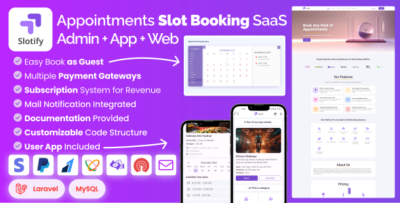 Slotify - Appointment Time Slot Booking SaaS Marketplace with Admin Panel with User App