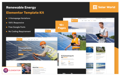 Solar World - Renewable Energy Elementor Template Kit