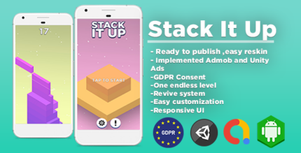 Stack It Up - Unity Template (Admob Ads +Unity Ads+ GDPR Consent)