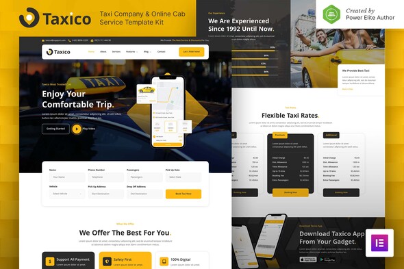 Taxico - Taxi Company & Online Cab Service Elementor Template Kit Taxico - Taxi Company & Online Cab Service Elementor Template Kit