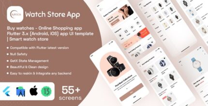 Watch Store App Buy watches - Online Shopping app Flutter 3.x (Android, iOS) app UI template Smart