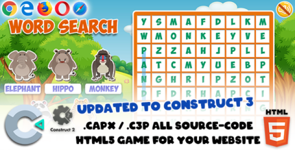 Word Search Game - Construct 2 3 Source Code (.capx .c3p) + HTML5 Exported