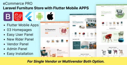 eCommerce PRO - Furniture Store Script and Flutter Mobile APPS Bundle