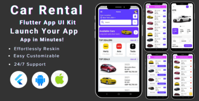 flutter car rental app ui kit template