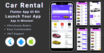 flutter car rental app ui kit template