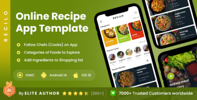 2 App Template Online Recipes App Recipe Learning App Cooking App Recipe Sharing App Recilo