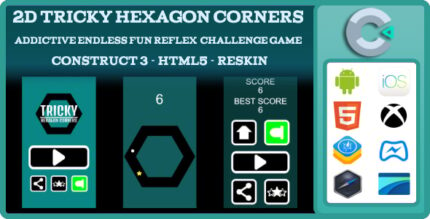 2D Tricky Hexagon Corners Addictive Endless Fun Reflex Challenge Game -Construct 3 - Html5 -Reskin