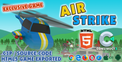 Air Strike HTML5 Game (Helicopter Game) - With Construct 3 All Source-code (.c3p)