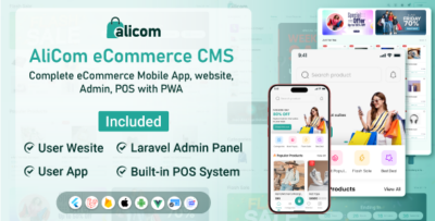 AliCom eCommerce CMS - Complete eCommerce Mobile App, website, Admin, POS with PWA