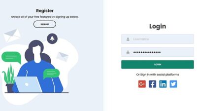 Animated login and register sliding form