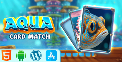 Aqua Card Match - HTML5 Construct3 Game