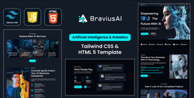 BraviusAI - AI & Robotics Tailwind CSS Template