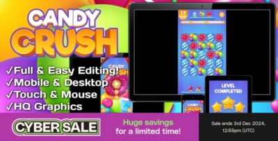 Candy Crush - HTML5 + Mobile Game (Construct 3)