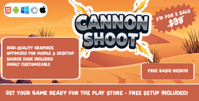 Cannon Shoot - Construct 3 Game (HTML5, AdMob, C3P)