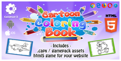 Cartoon Coloring Book - HTML5 Game for Kids - Construct 2 source-code (.capx)