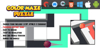 Color Maze Puzzle - HTML5 Game - Web, Mobile and FB Instant games(.C3p and HTML5)