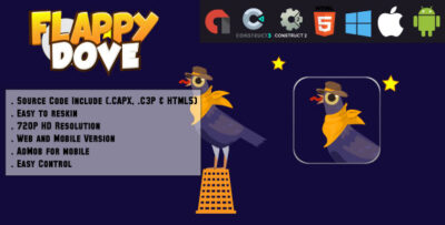 Crazy Flappy Dove - HTML5 Game - Web & Mobile + AdMob (CAPX, C3p and HTML5)