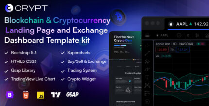 Crypt - Blockchain & Cryptocurrency HTML Landing Page and Exchange Dashboard