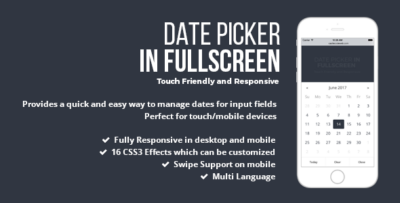 Date Picker In Fullscreen - jQuery Plugin