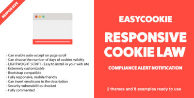 EasyCookie - GDPR Responsive Cookie Law Compliance Alert Notification