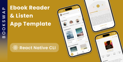 Ebooks Reader and Audiobooks Listen App template in React Native CLI BookSwap