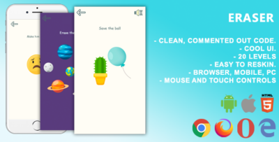 Eraser. Mobile, Html5 Game .c3p (Construct 3)