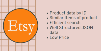 Etsy scrapper, get data as JSON of any product and Similar Items. WATCH VIDEO.