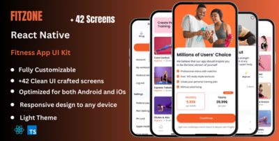 FitZone - Fitness React Native CLI App Ui Kit