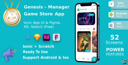 Game Store App ANDROID + IOS + FIGMA + XD + Sketch UI Kit Ionic Genesis