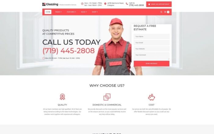 Glazzing - Window Installation Services WordPress Theme