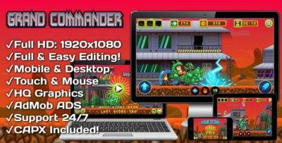 Grand Commander - HTML5 Game, Mobile Version+AdMob!!! (Construct 3 Construct 2 Capx)