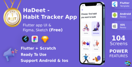 Habit Tracker App ANDROID + IOS + FIGMA + Sketch UI Kit Flutter HaDeet