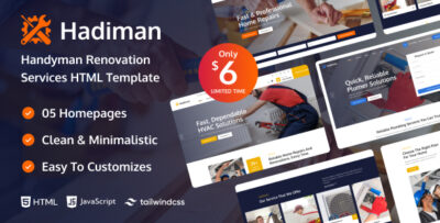 Hadiman - Handyman Renovation Services HTML Template