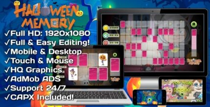 Halloween Memory - HTML5 Game 14 Levels + Mobile Version! (Construct 3 Construct 2 Capx)