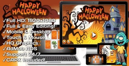 Happy Halloween - HTML5 Game 18 Levels + Mobile Version! (Construct 3 Construct 2 Capx)