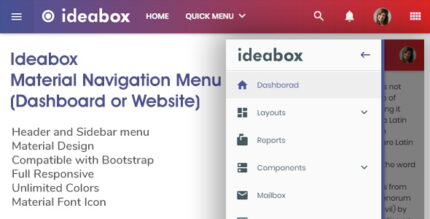 Ideabox - Material Navigation Menu - Dashboard or Website