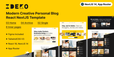 Ideko - Modern Creative Personal Blog NextJS Template