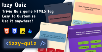 Izzy Quiz - Quiz Trivia Game Easy To Use Customizable Web Component