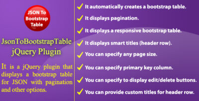 JSON To Bootstrap Table - jQuery Plugin