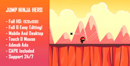 Jump Ninja Hero - HTML5 Game + Mobile Version! (Construct 2 Construct 3 CAPX)