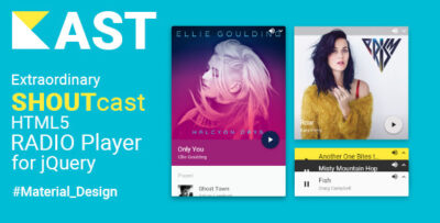 Kast - Extraordinary SHOUTcast HTML5 Radio Player for jQuery - Material Design