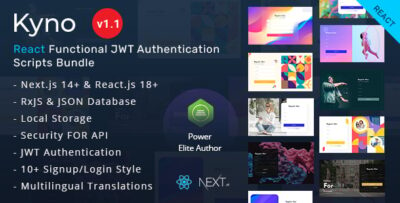 Kyno - JWT Authentication Signup Login Functional Scripts Bundle with React Next.js 14+