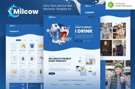 Milcow – Dairy Farm & Eco Milk Elementor Template Kit