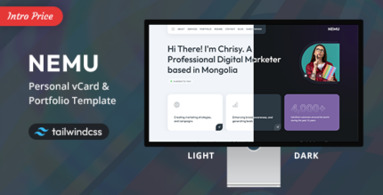 Nemu - Tailwind Personal vCardPortfolio Template