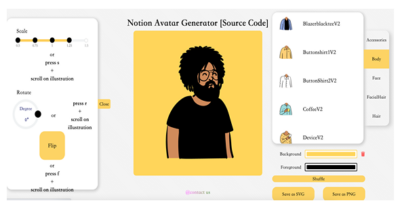 Notion SVG Avatar Maker Pro