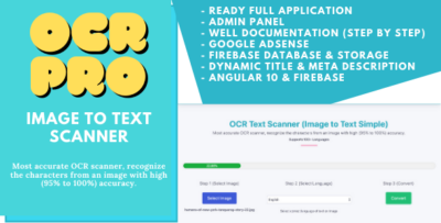 OCR Pro - Image to Text Converter Full Production Ready App With Admin Panel(Angular 15 & Firebase)